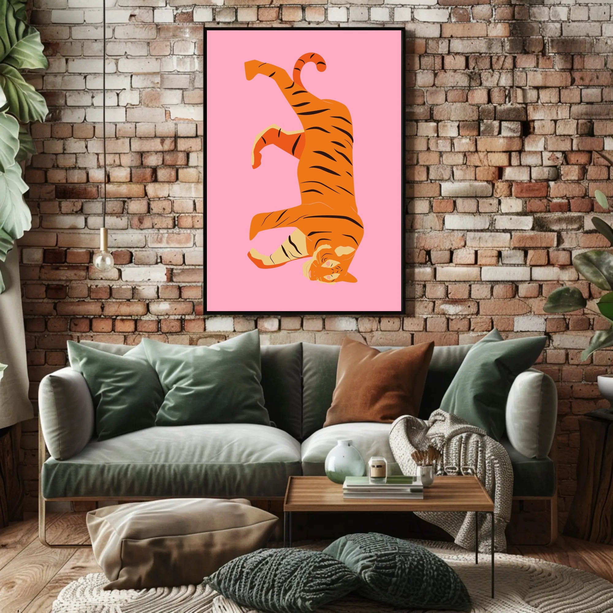 Tiger's Playful Dance: Abstract or Artistic Poster PosterGoat