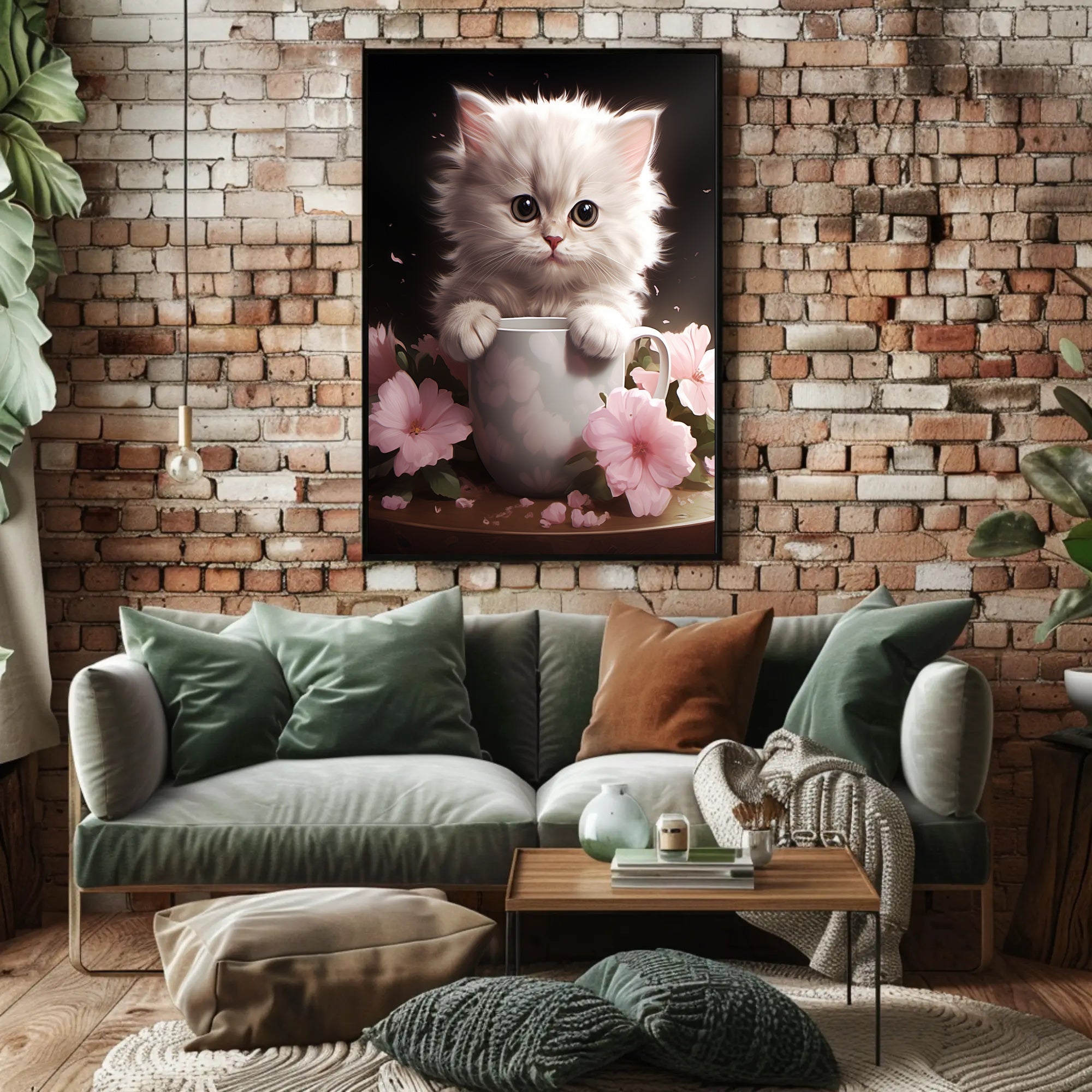 Kitten In A Cup Poster PosterGoat
