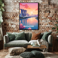Singapore Sunrise Over Marina Bay Sands Urban or Cityscape Poster