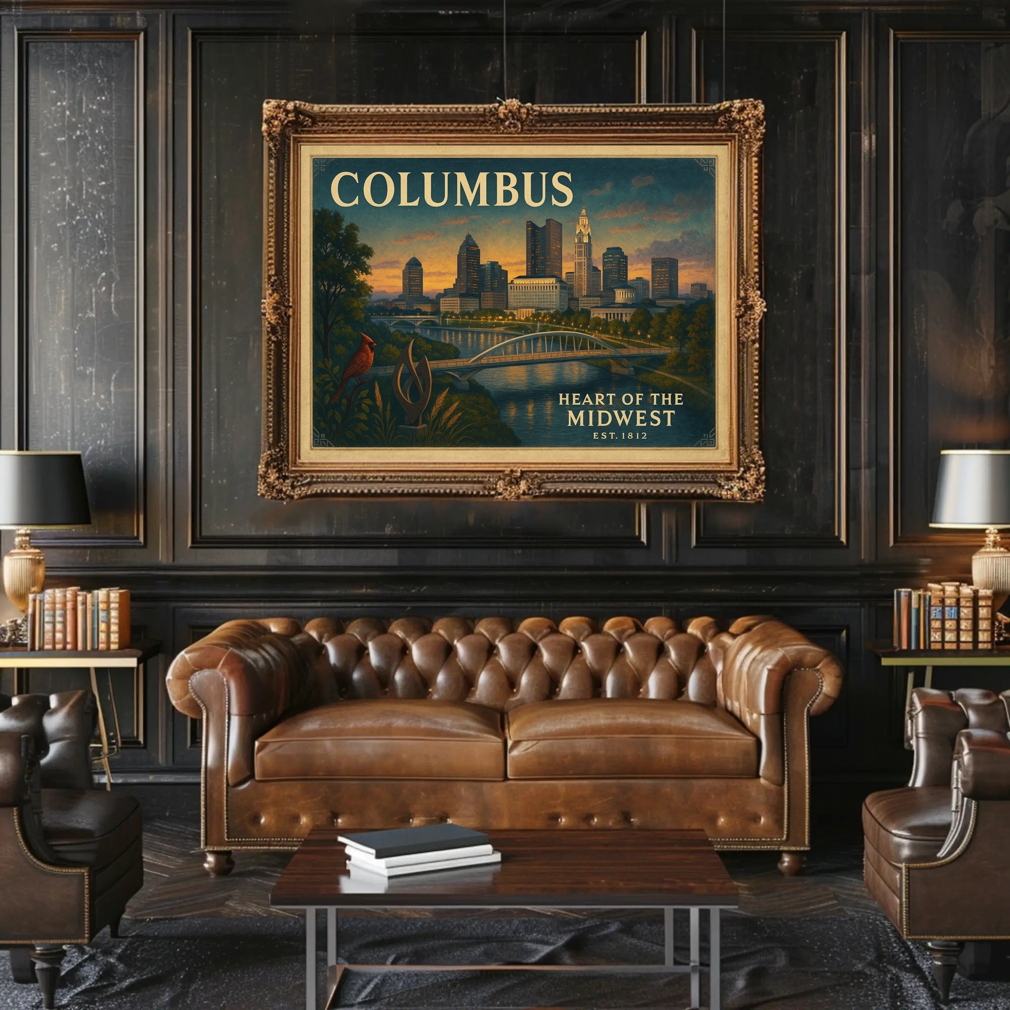 Columbus Skyline Dusk Poster Wall Art