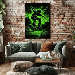 Dynamic Skateboarder Performing Trick Sports Poster