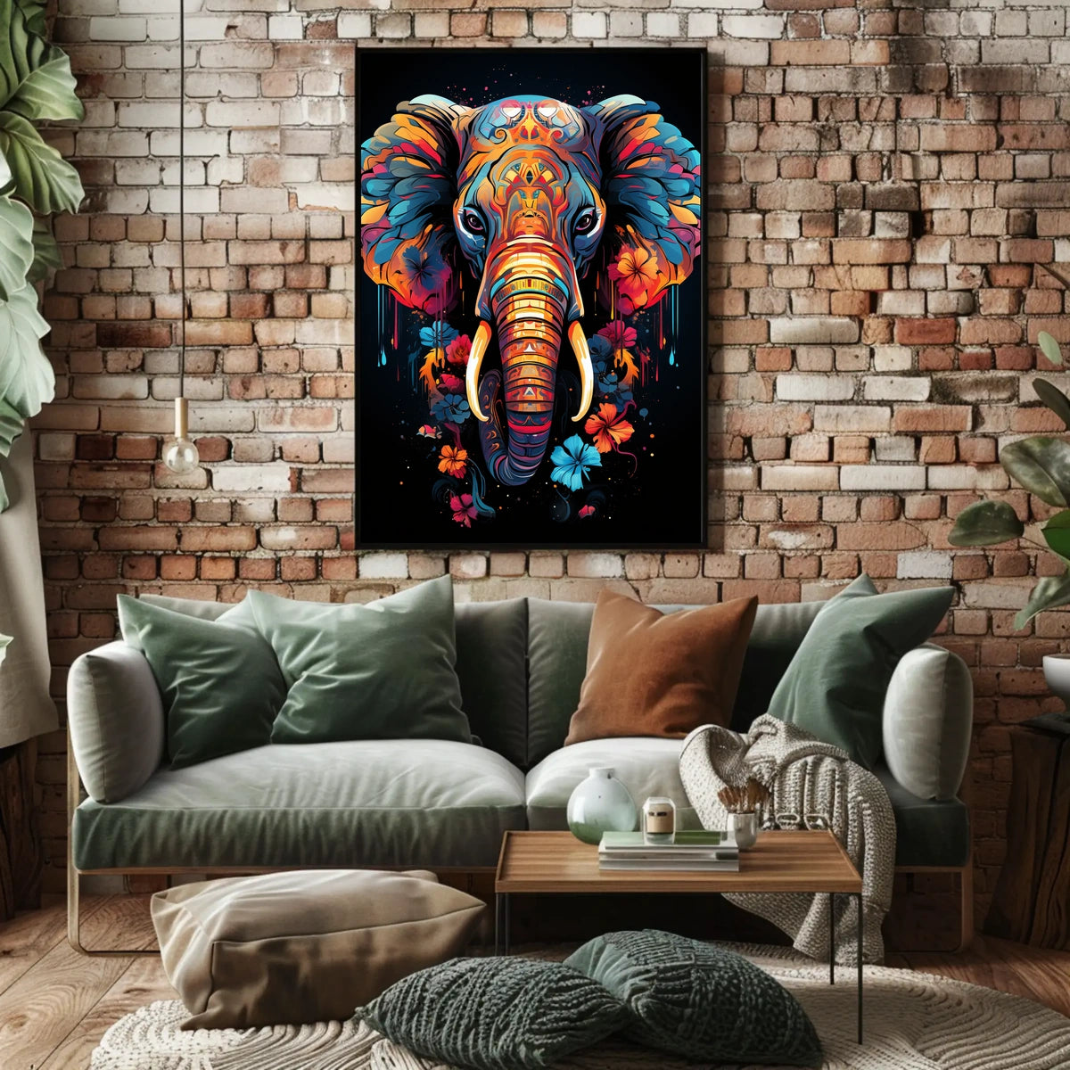 Elephant Art Poster: Vibrant Patterns and Colors
