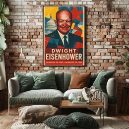 Dwight Eisenhower Patriotic Vintage Art Portrait Retro Eighties Stencil Print HistoryLover Poster