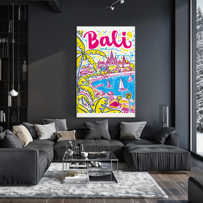 Bali Indonesia Tropical Paradise Ocean Temple Travel Poster