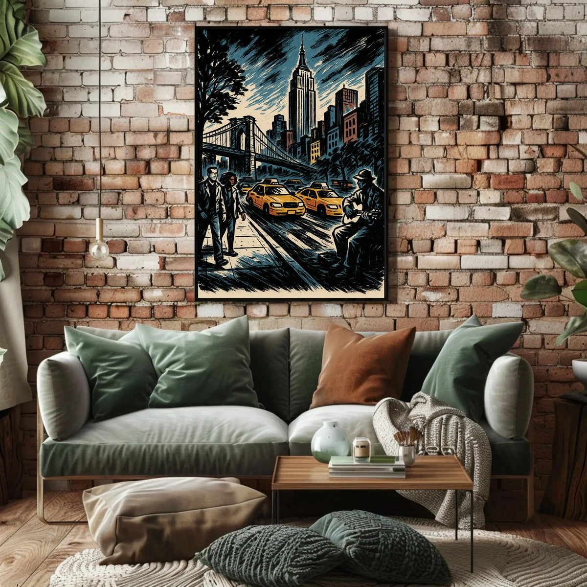 New York City Noir Skyline Poster Modern Urban Wall Art
