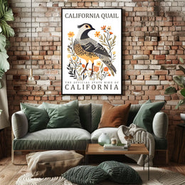 California Quail Art Poster: Celebrate State Pride