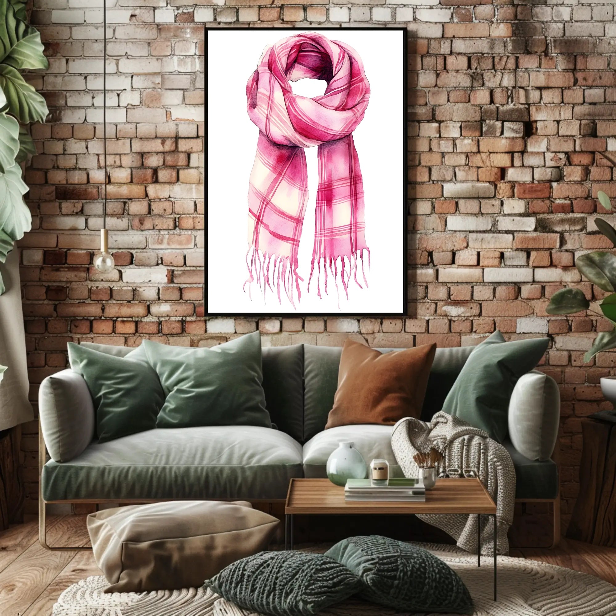 Striped Scarf Art Poster Vintage Scenic Wall Art