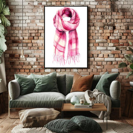 Striped Scarf Art Poster Vintage Scenic Wall Art