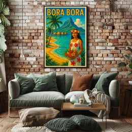 Tropical Vintage Bora Bora Travel Poster PosterGoat