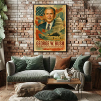 George W. Bush 43rd President of the United States Layered Digital Collage Poster