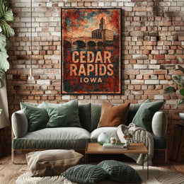 Cedar Rapids Iowa Scenic Vintage Home Poster