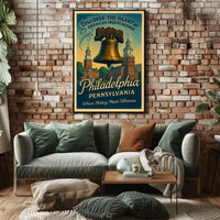 Philadelphia Independence Vintage Poster: Liberty Bell Art