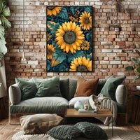 Vibrant Sunflower Botanical Art Print - Abstract or Artistic Poster