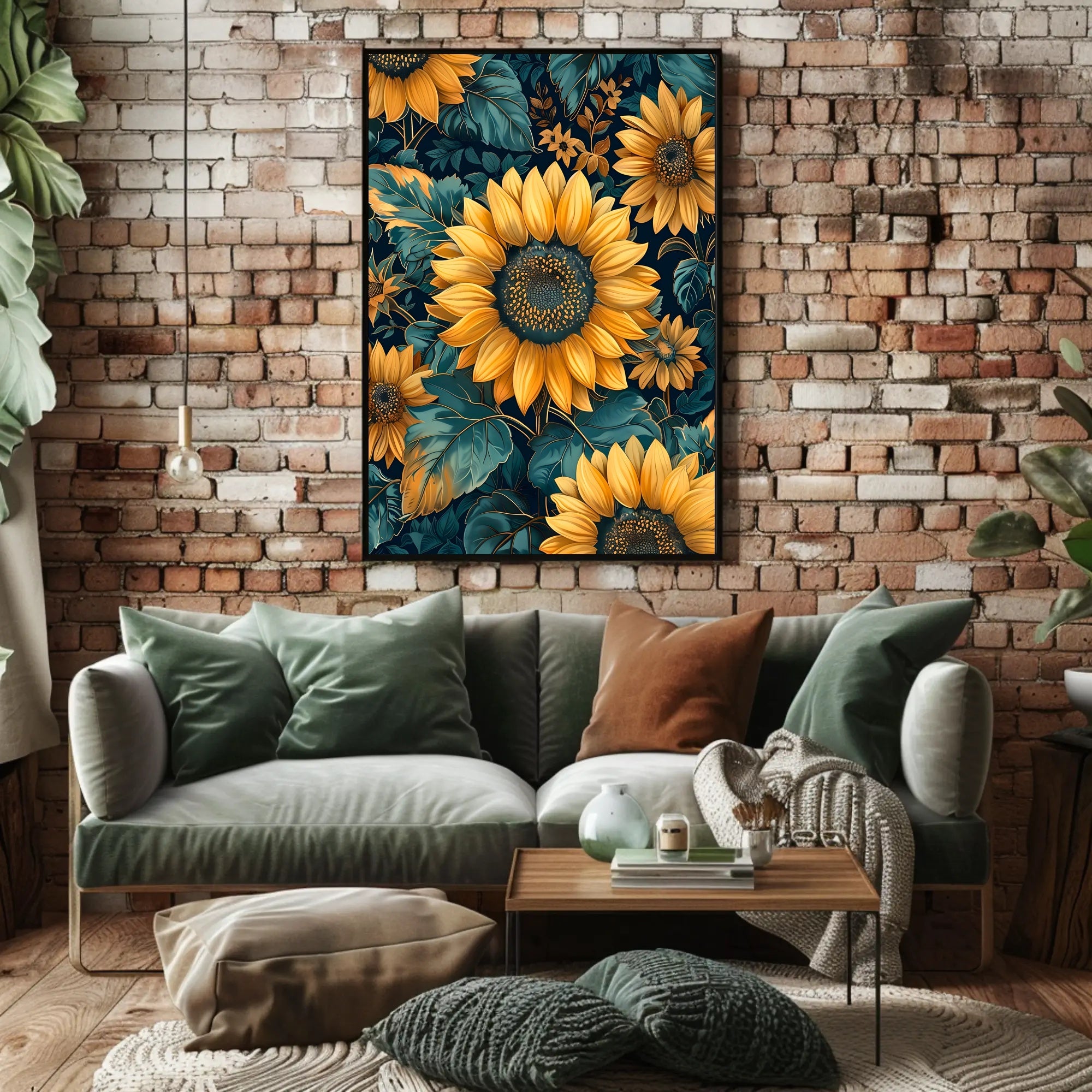 Vibrant Sunflower Botanical Art Print - Abstract or Artistic Poster