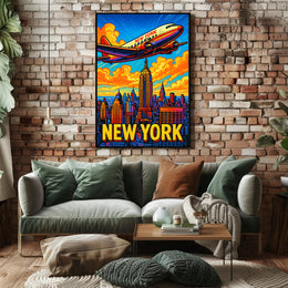 New York City Skyline Retro Poster PosterGoat