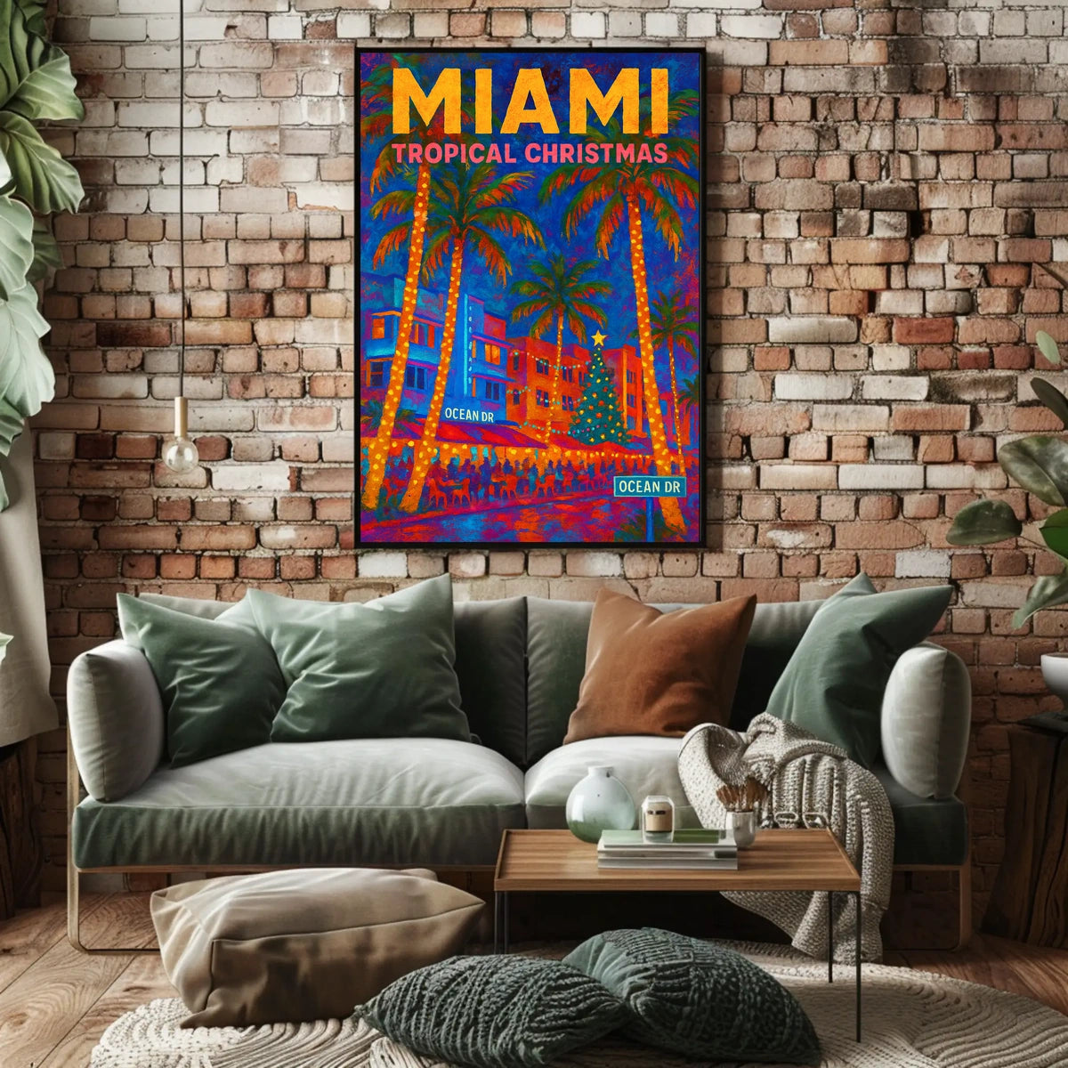 Miami Tropical Christmas Poster