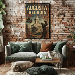 Augusta Georgia Cityscape Vintage Tribute Timeless Heritage Travel Decor Souvenir Art Deco Poster