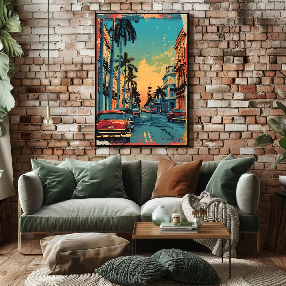 Havana Retro Street Scene Pop Art Poster