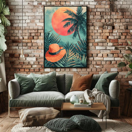 Panda Relaxing on Watermelon Art Poster PosterGoat