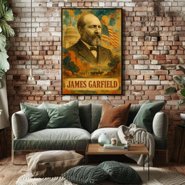 James A. Garfield 20th President of the United States Layered Digital Collage Poster