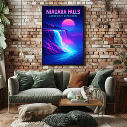 Niagara Falls Vaporwave Experience Poster PosterGoat