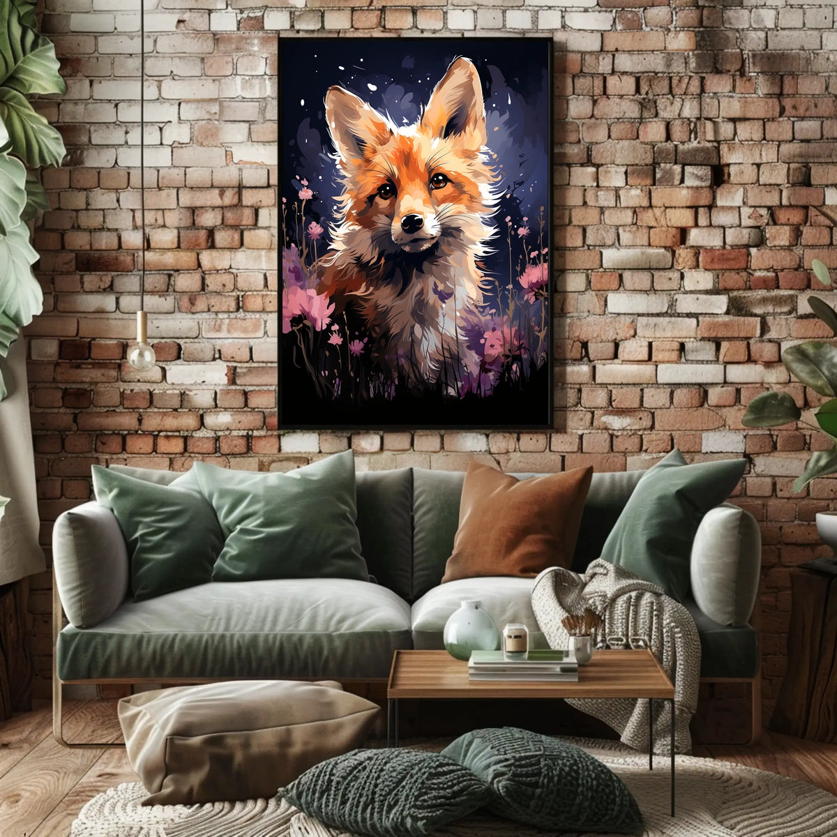 Enchanting Fox in Floral Fantasy Art Poster