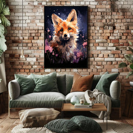 Enchanting Fox in Floral Fantasy Art Poster