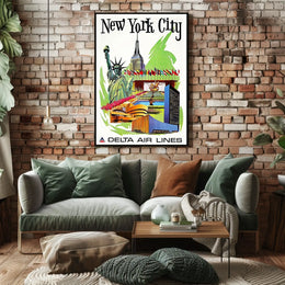 Iconic New York City Travel Poster Vintage Wall Art