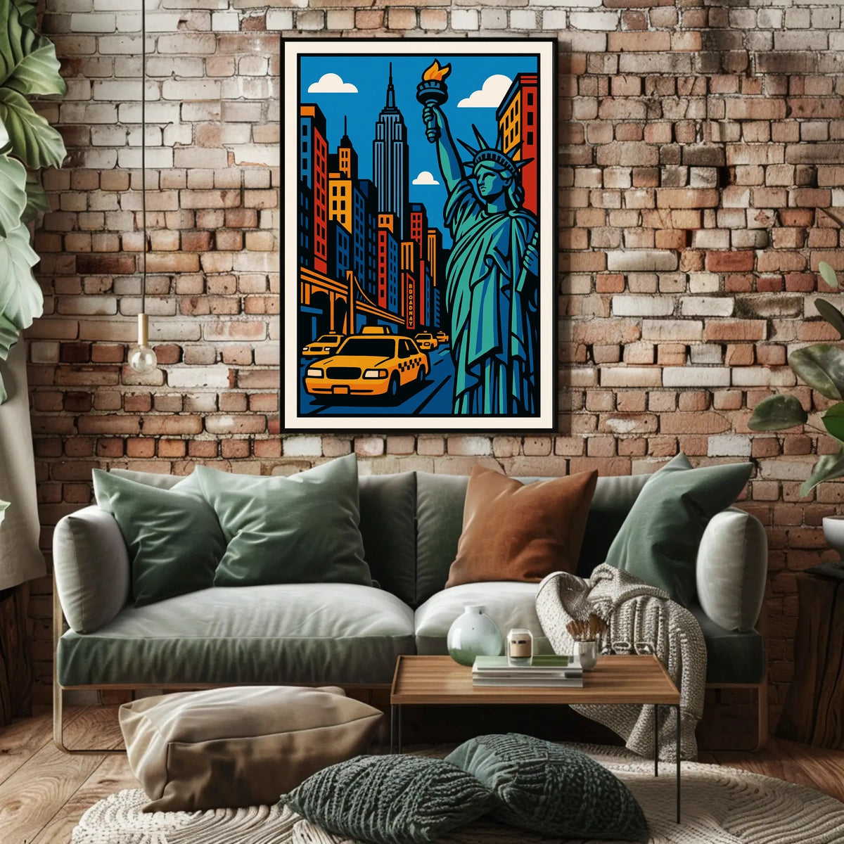 New York City Poster Modern Vibrant Urban Scene Wall Art