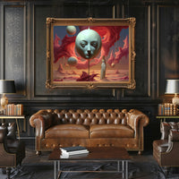 Surreal Dreamscape: Ethereal Floating Face Fantasy Poster