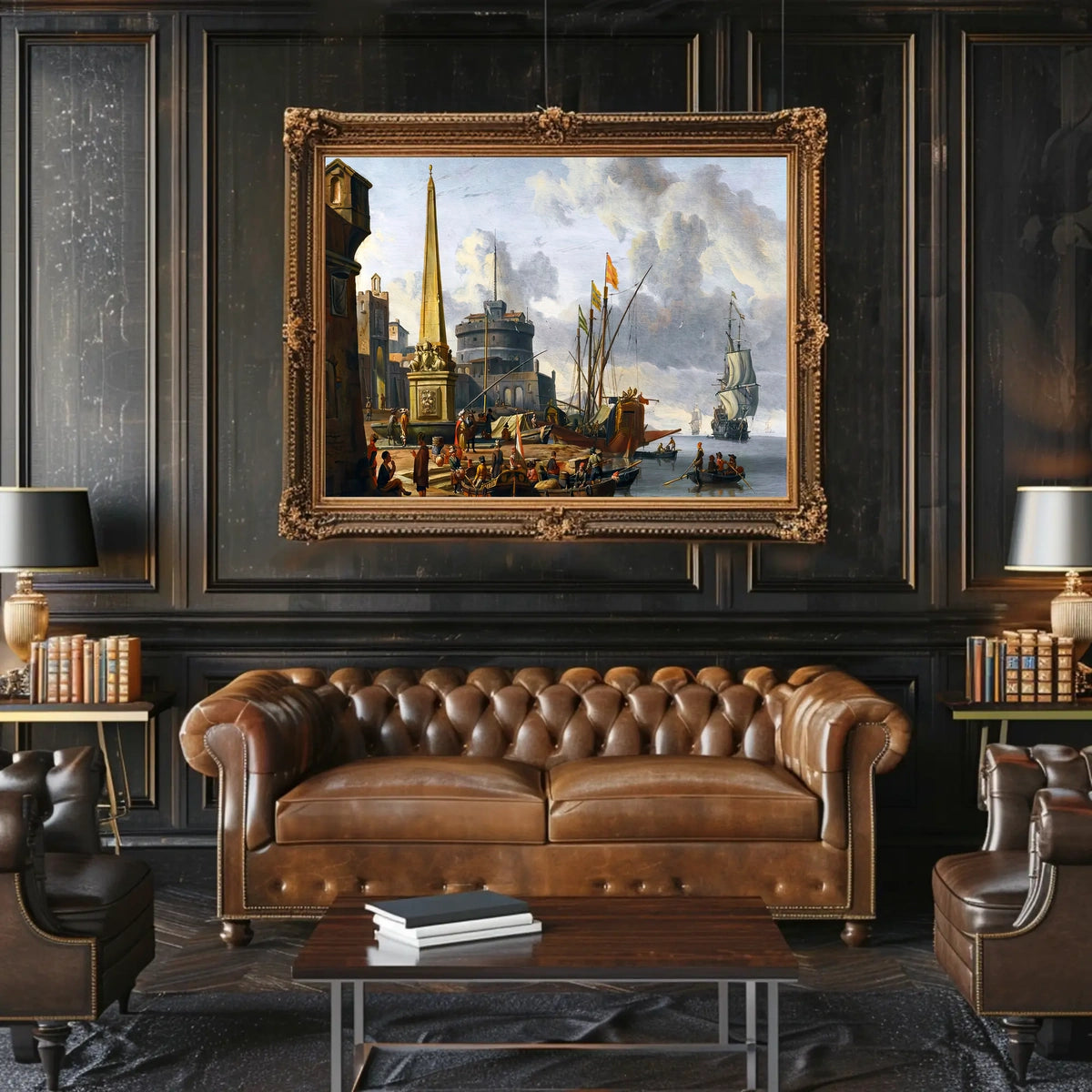 Renaissance Port Scene Captivates in Cultural or Heritage Poster