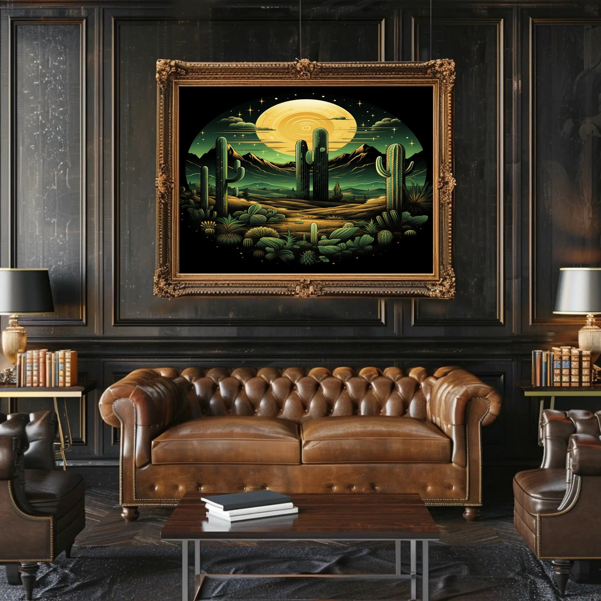 Desert Moonlit Landscape Poster