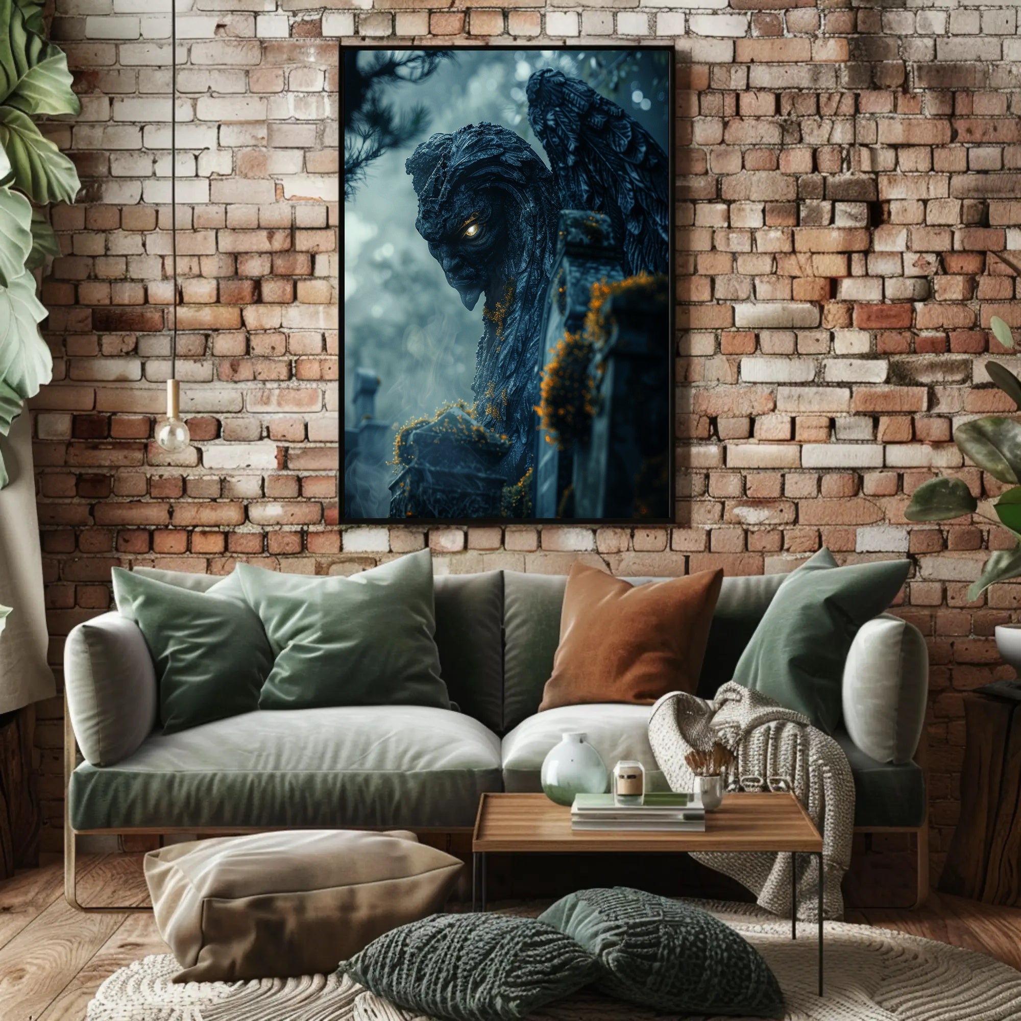 Gargoyle With Glowing Eyes Fantasy or Mythology Poster PosterGoat