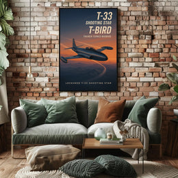 Lockheed T-33 Aircraft Poster: Historical Aviation Art Print