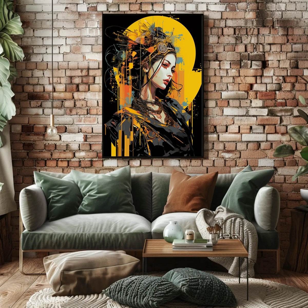 Futuristic Cyberpunk Woman Portrait Art Poster