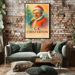 Santa Meets Literature: A Whimsical Cultural Heritage Poster