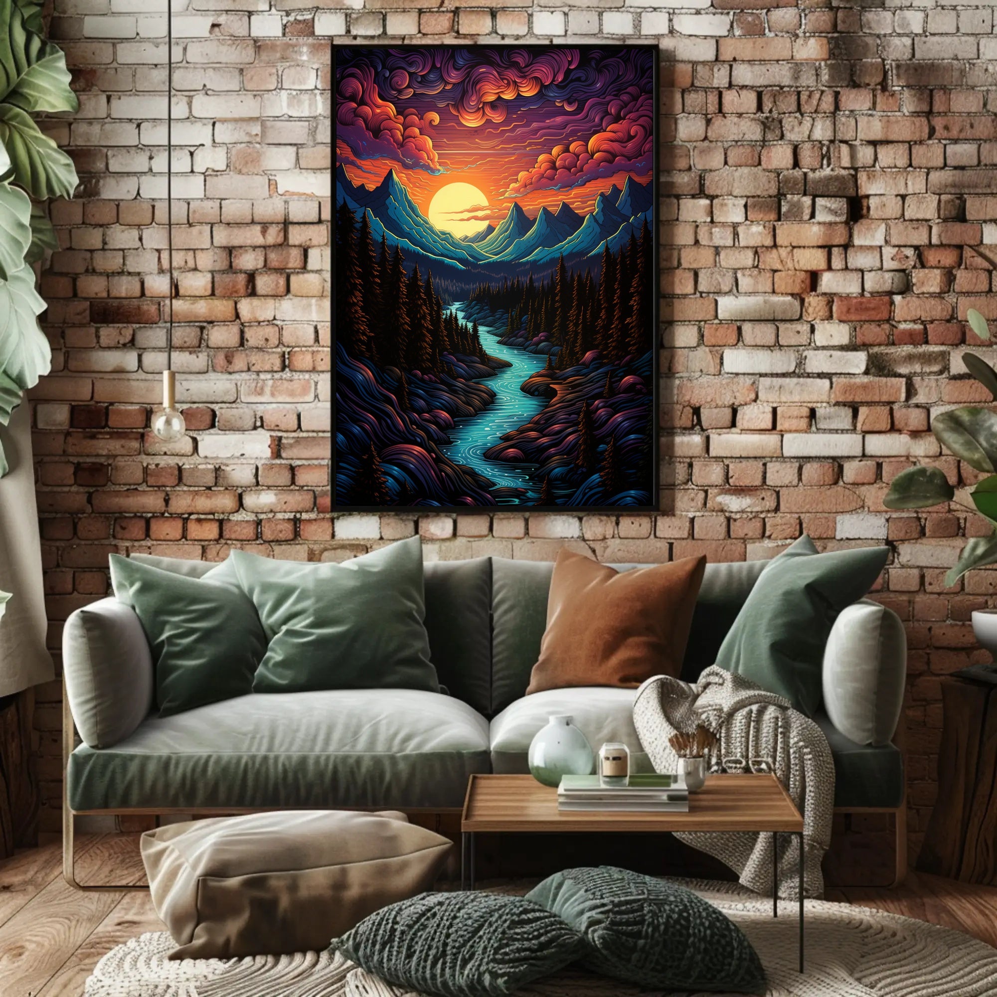 Majestic Mountain Sunset Poster PosterGoat