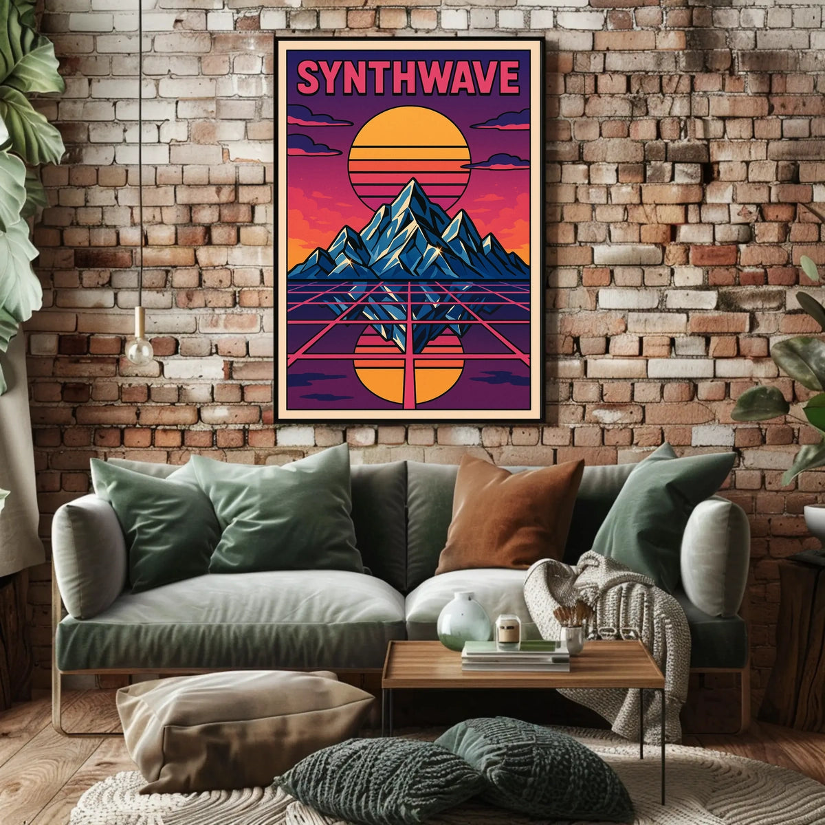 Synthwave Sunset Retro-Futuristic Art Poster