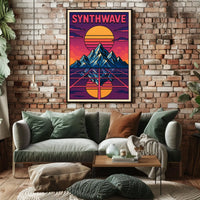 Synthwave Sunset Retro-Futuristic Art Poster
