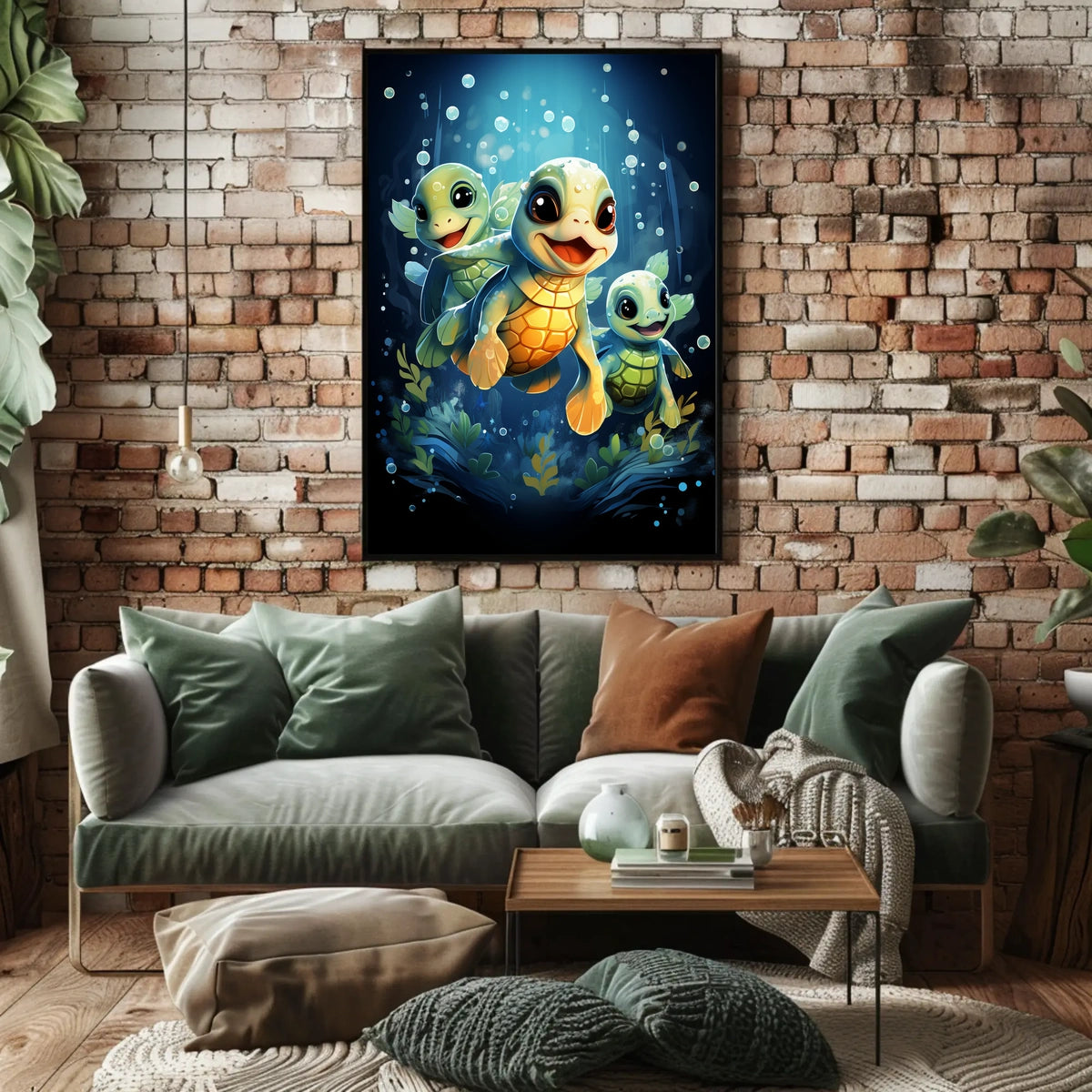 Charming Baby Sea Turtles Underwater Adventure Poster