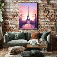 Eiffel Tower Sunset Art Print: Urban or Cityscape Poster