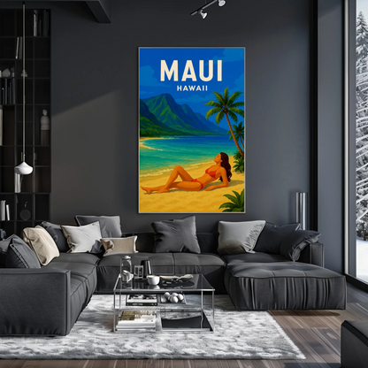 Maui Hawaii Woman Beach Relax Tropical Poster
