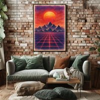 Surreal Retro-Futuristic Synthwave Art Futuristic Sci-Fi Poster