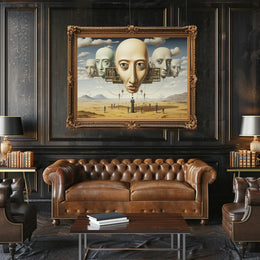 Surreal Dreamscape with Floating Heads - Abstract or Artistic Poster