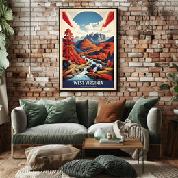Scenic Autumn Landscape Vintage Travel Poster