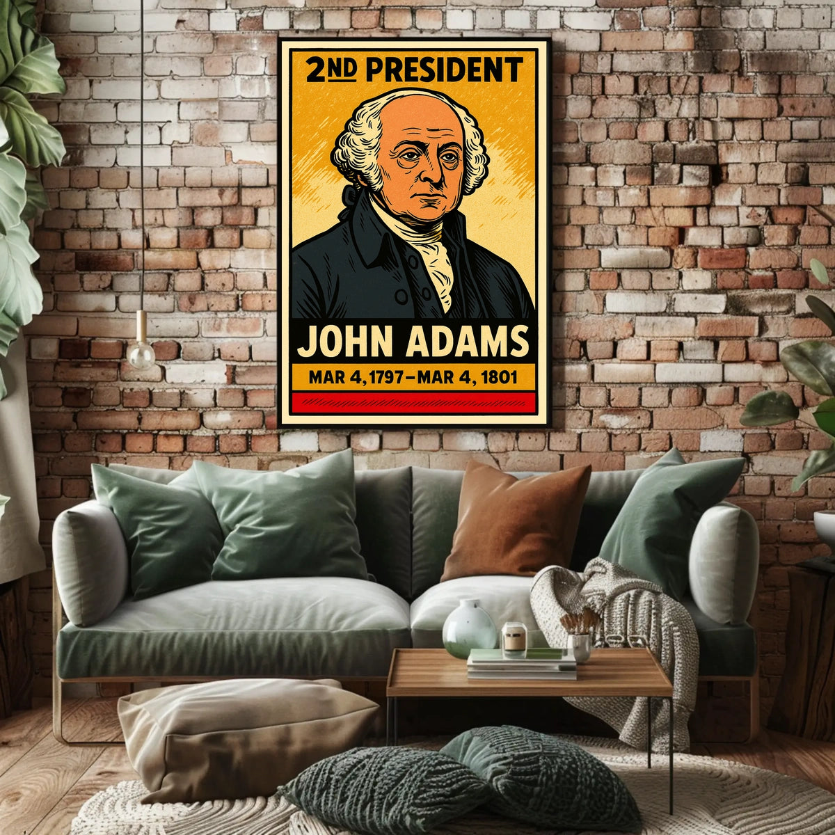 John Adams 2nd President of the United States Inked Comic Style Poster