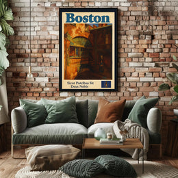 Boston Heritage Poster Vintage Travel Wall Art