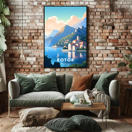 Kotor Coastal View: Mediterranean Travel Poster