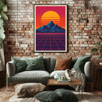 Retro-Futuristic Sunset Synthwave Futuristic Sci-Fi Poster