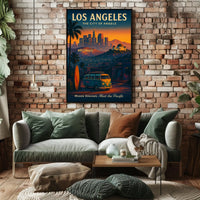 Los Angeles Sunset Vintage Art Poster Print